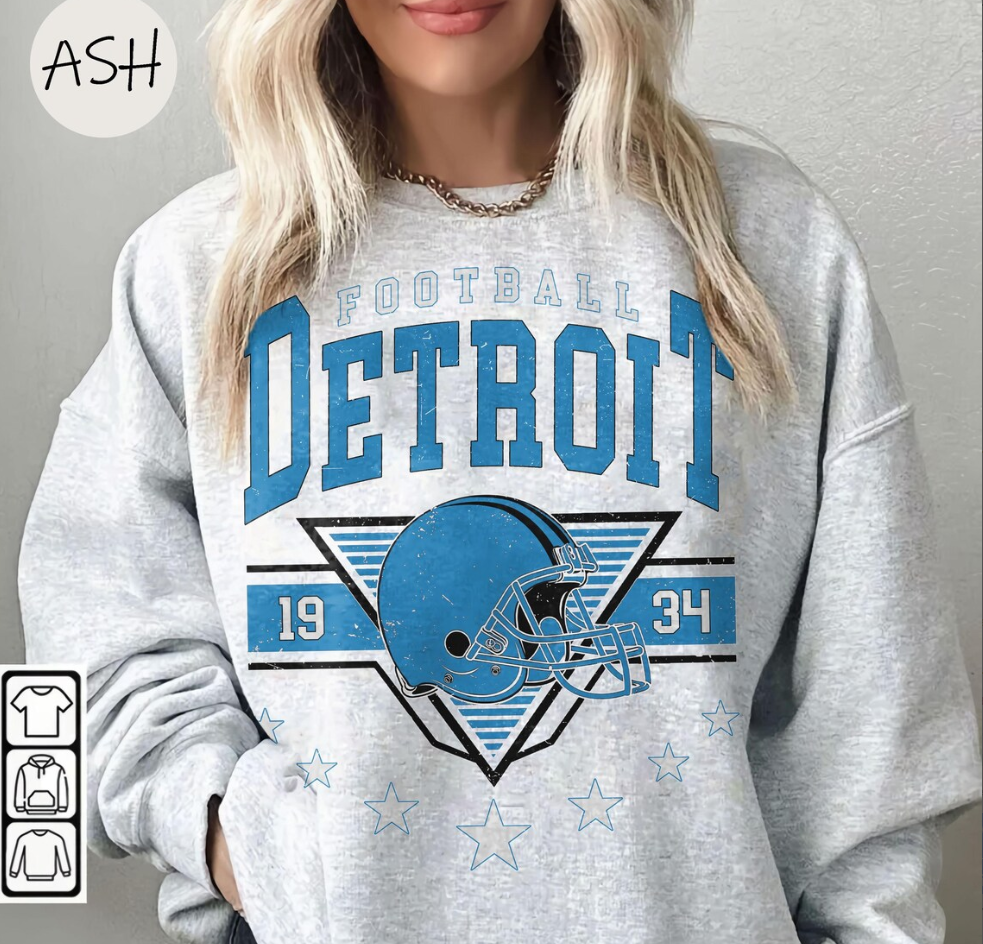 Vintage 90s Style Detroit Lions Football Sweatshirt, Trendy Detroit Lions Football Fan Gift, Detroit Game Day Shirt Detroit Shirt Game Day