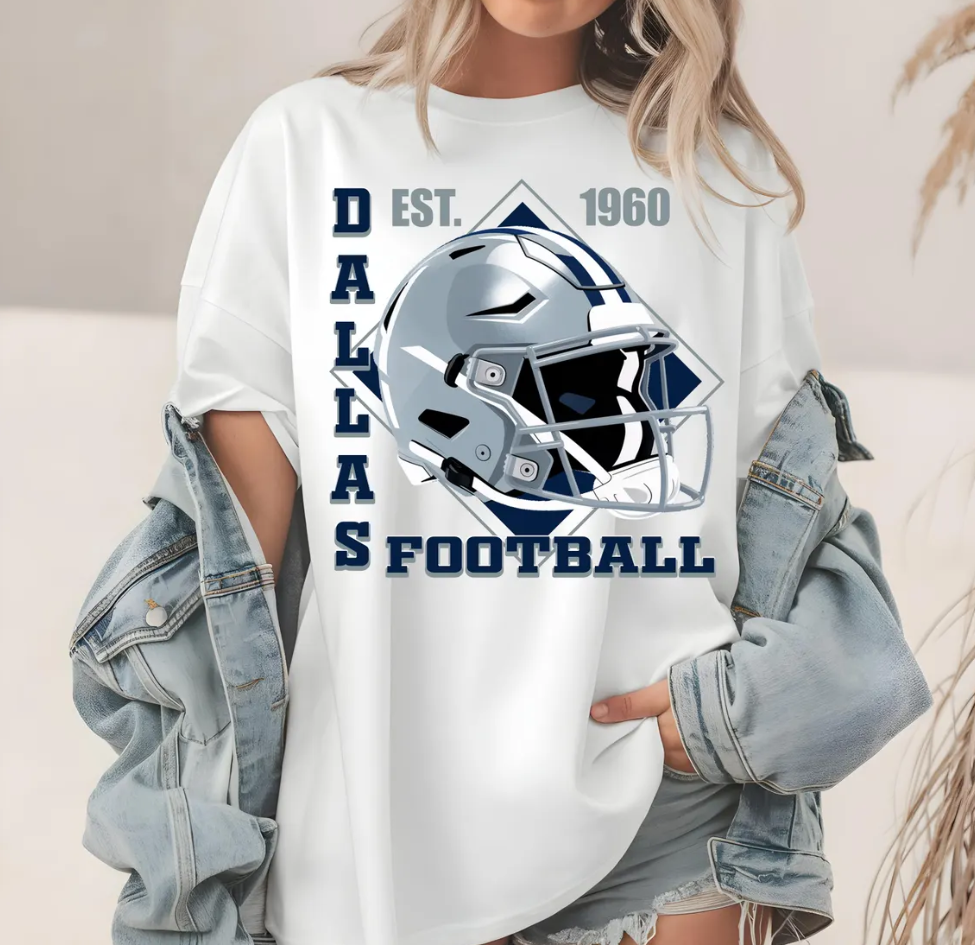 Dallas Cowboys Football Helmet T-Shirt, Dallas Football Apparel, Established 1960, Gift for Cowboys Fan