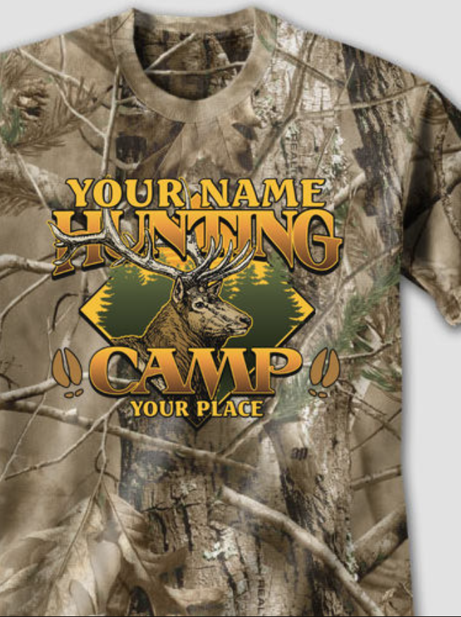 Elk Hunting Camp Printed T-Shirts