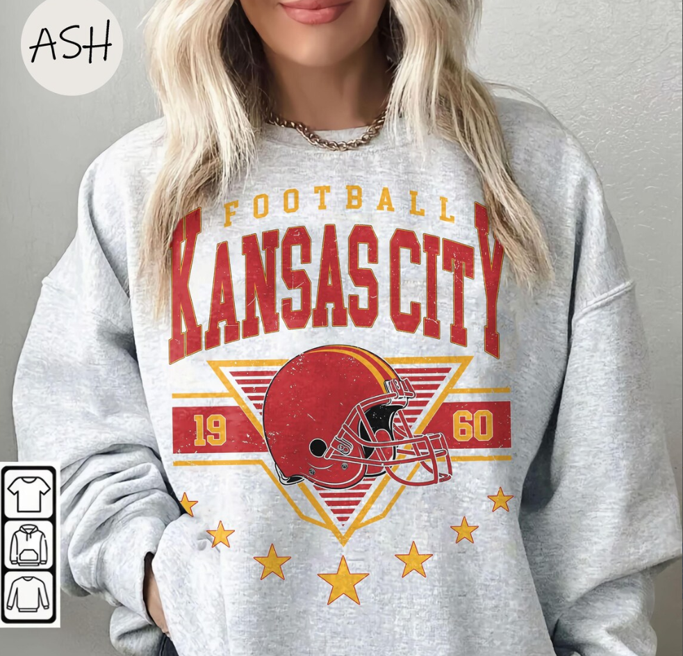 Vintage 90s Style Kansas City Football Sweatshirt Trendy Kansas City Football Fan Gift Kansas City Game Day Shirt Kansas City Shirt Game Day