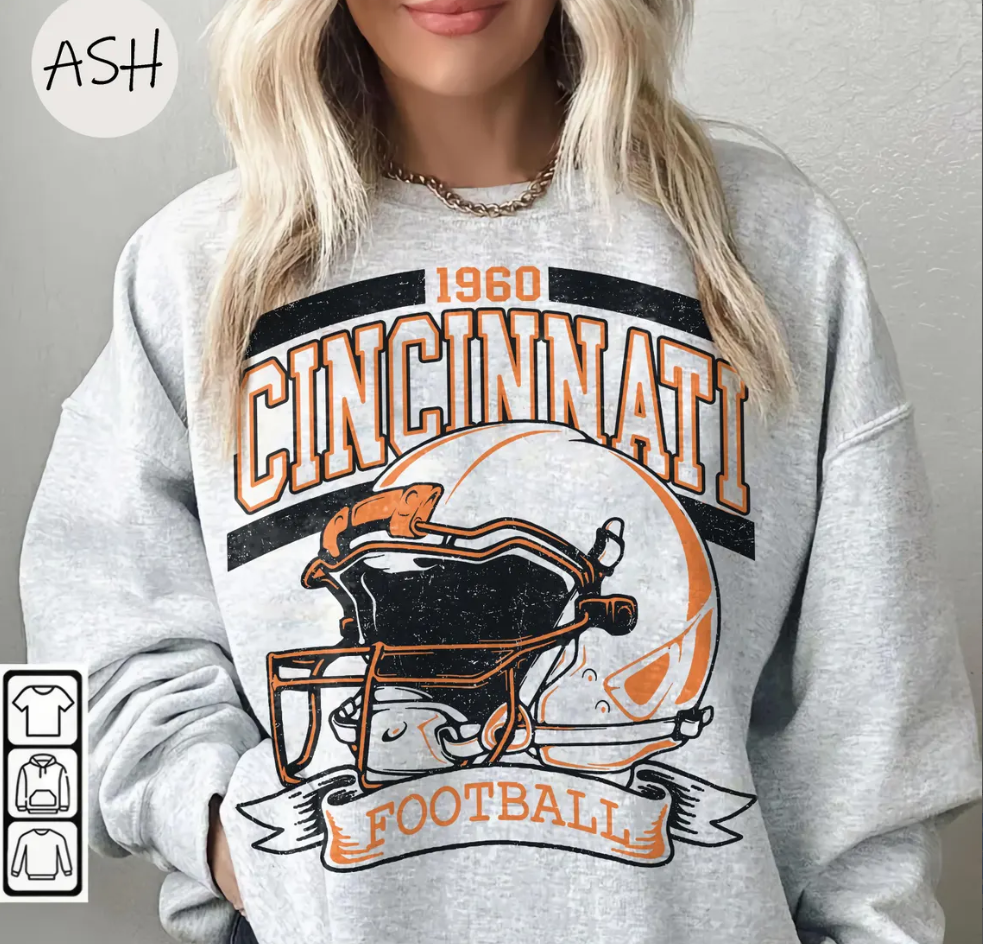 Vintage 90s Style Cincinnati Football Sweatshirt, Retro Sports Fan Shirt, Trendy Game Day, Cincinnati Sweatshirt, Cincinnati Football Shirt