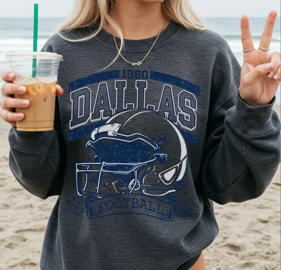 Vintage 90s Style Vintage Dallas Football Sweatshirt, Dallas Game Day Shirt, Dallas Shirt, Game Day Shirt, Trendy Dallas Football Fan Gift.