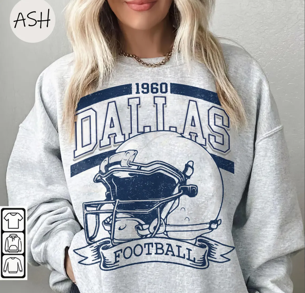 Vintage 90s Style Vintage Dallas Football Sweatshirt, Dallas Game Day Shirt, Dallas Shirt, Game Day Shirt, Trendy Dallas Football Fan Gift.