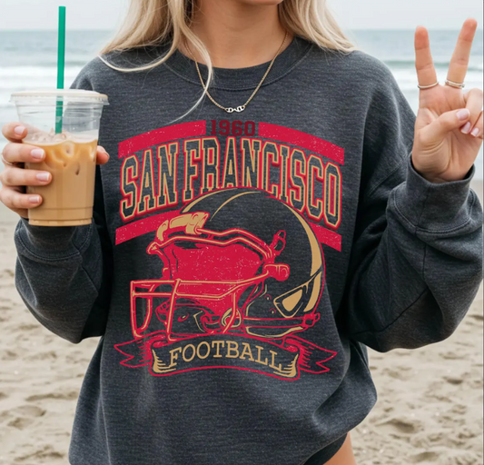 Vintage 90s Style San Francisco Football Vintage Style Comfort Colors T-Shirt, San Francisco Football Tshirt San Francisco Football Crewneck