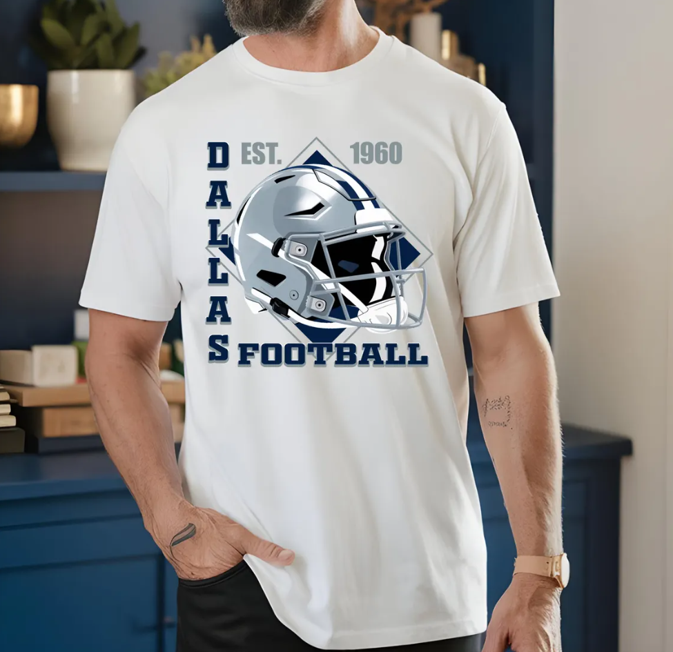 Dallas Cowboys Football Helmet T-Shirt, Dallas Football Apparel, Established 1960, Gift for Cowboys Fan
