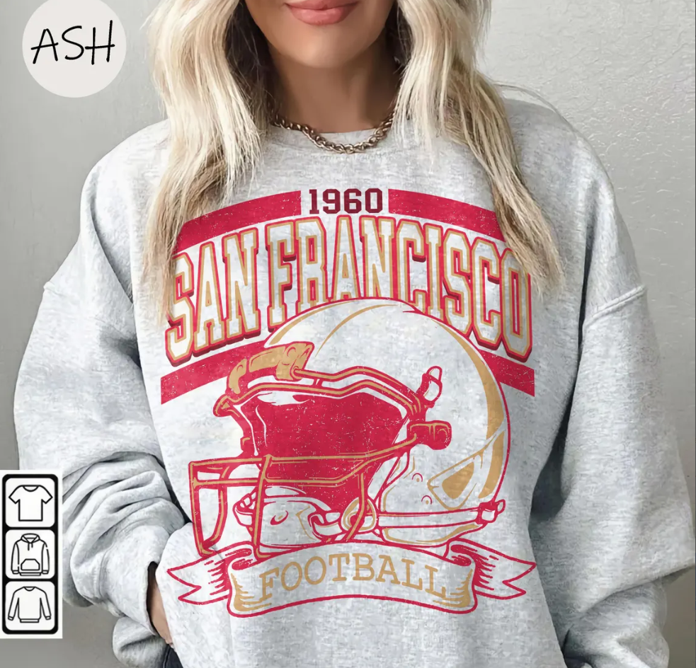 Vintage 90s Style San Francisco Football Vintage Style Comfort Colors T-Shirt, San Francisco Football Tshirt San Francisco Football Crewneck