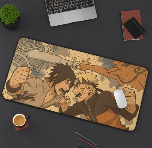Naruto vs Sasuke Desk Mat: Retro Anime Gaming Mouse Pad, Choose Size