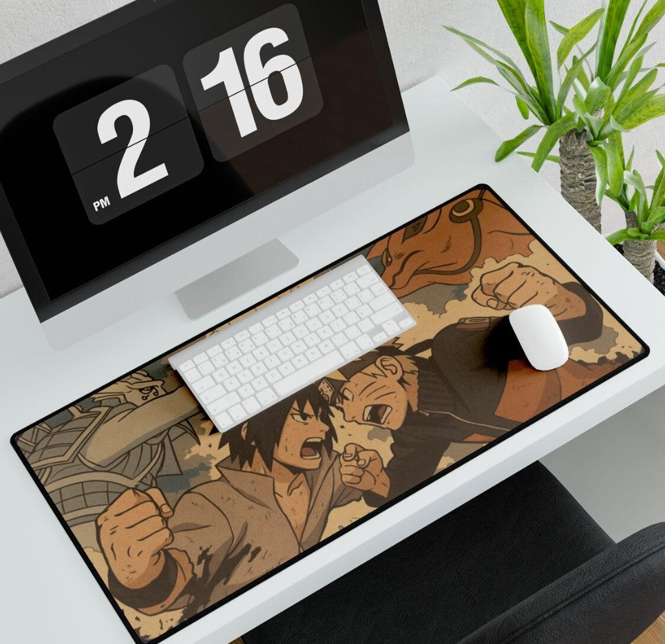 Naruto vs Sasuke Desk Mat: Retro Anime Gaming Mouse Pad, Choose Size