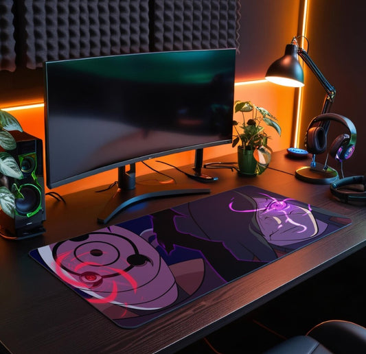 Anime Desk Mat with Cool Graphics, Perfect for Gamers, Home Office, Workstation, Gifts for Otaku, Nerd Decor, Madara and Obito Mousepad, Choose Size