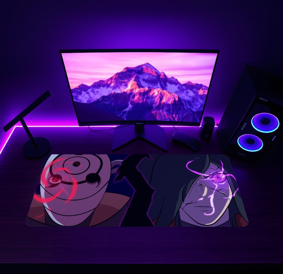 Anime Desk Mat with Cool Graphics, Perfect for Gamers, Home Office, Workstation, Gifts for Otaku, Nerd Decor, Madara and Obito Mousepad, Choose Size