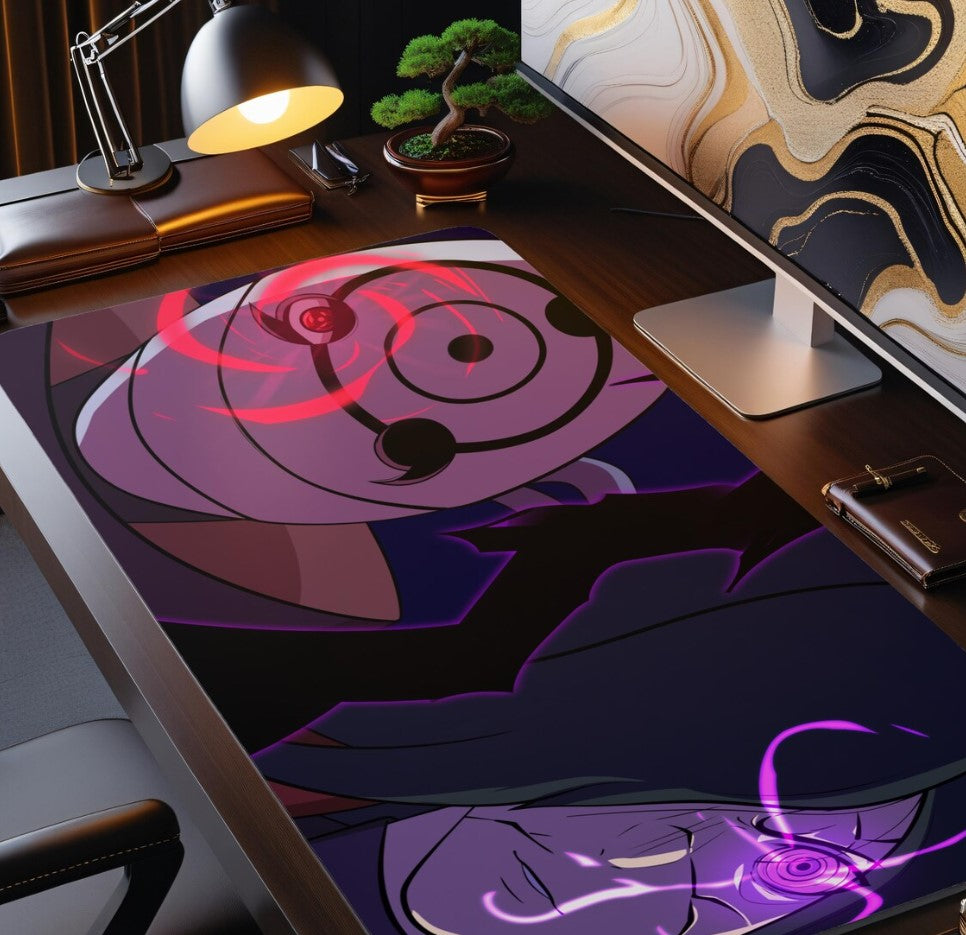Anime Desk Mat with Cool Graphics, Perfect for Gamers, Home Office, Workstation, Gifts for Otaku, Nerd Decor, Madara and Obito Mousepad, Choose Size