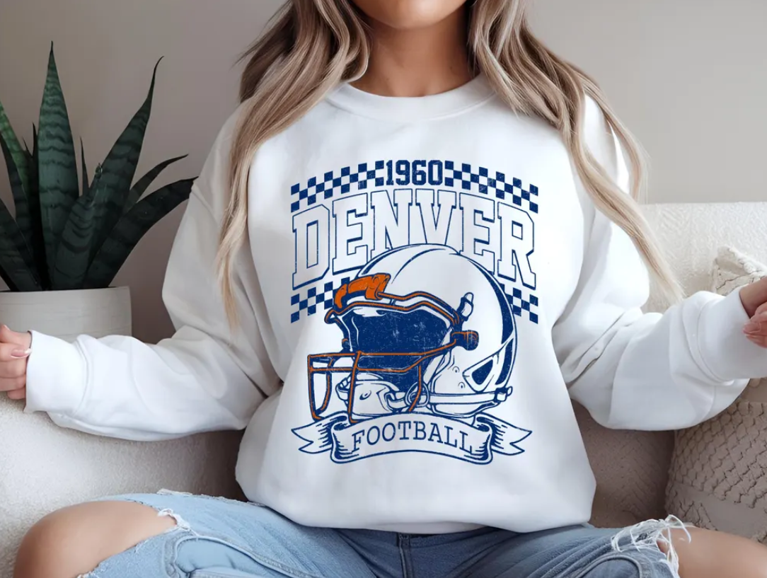 Vintage 90s Style Denver Football Sweatshirt, Game Day Shirt, Denver Team Football Shirt, Sunday Denver, Denver Football
