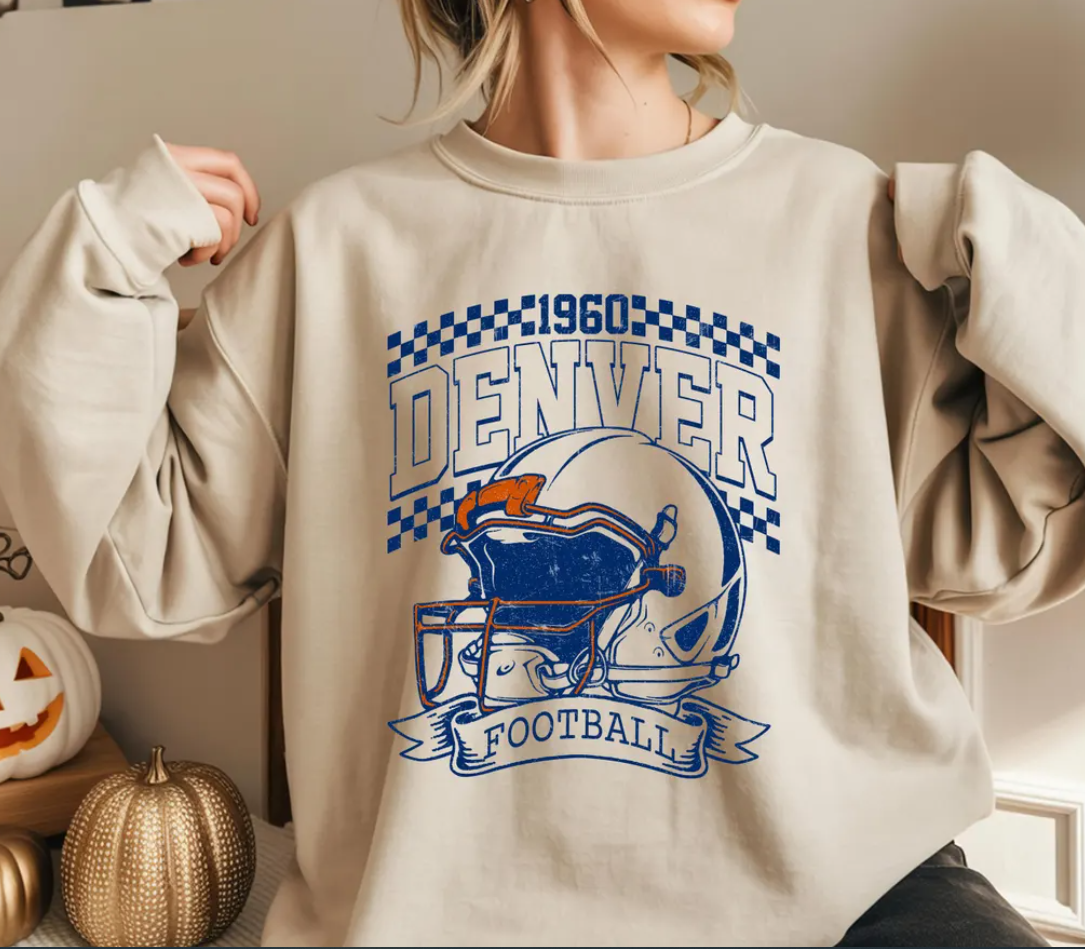 Vintage 90s Style Denver Football Sweatshirt, Game Day Shirt, Denver Team Football Shirt, Sunday Denver, Denver Football