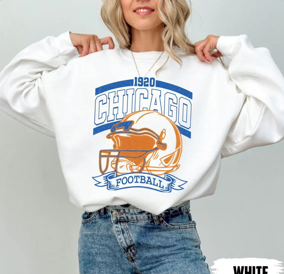Vintage 90s Style Chicago Football Sweatshirt, Game Day Shirt, Chicago Team Football Shirt, Sunday Chicago, Sport Shirt, Chicago Football