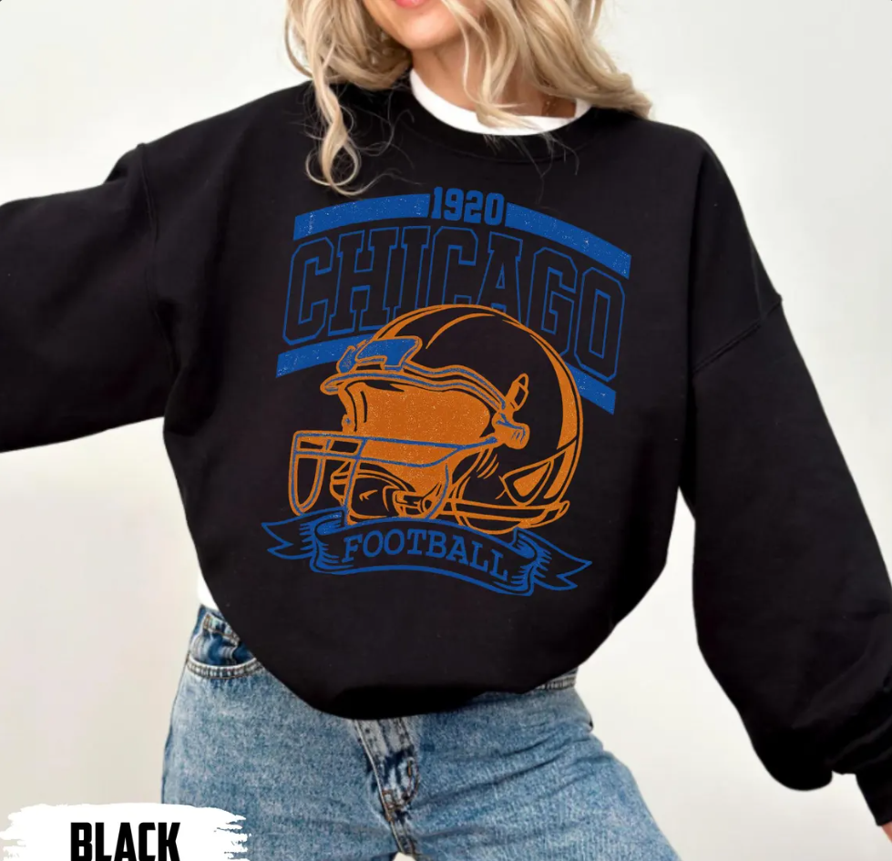 Vintage 90s Style Chicago Football Sweatshirt, Game Day Shirt, Chicago Team Football Shirt, Sunday Chicago, Sport Shirt, Chicago Football