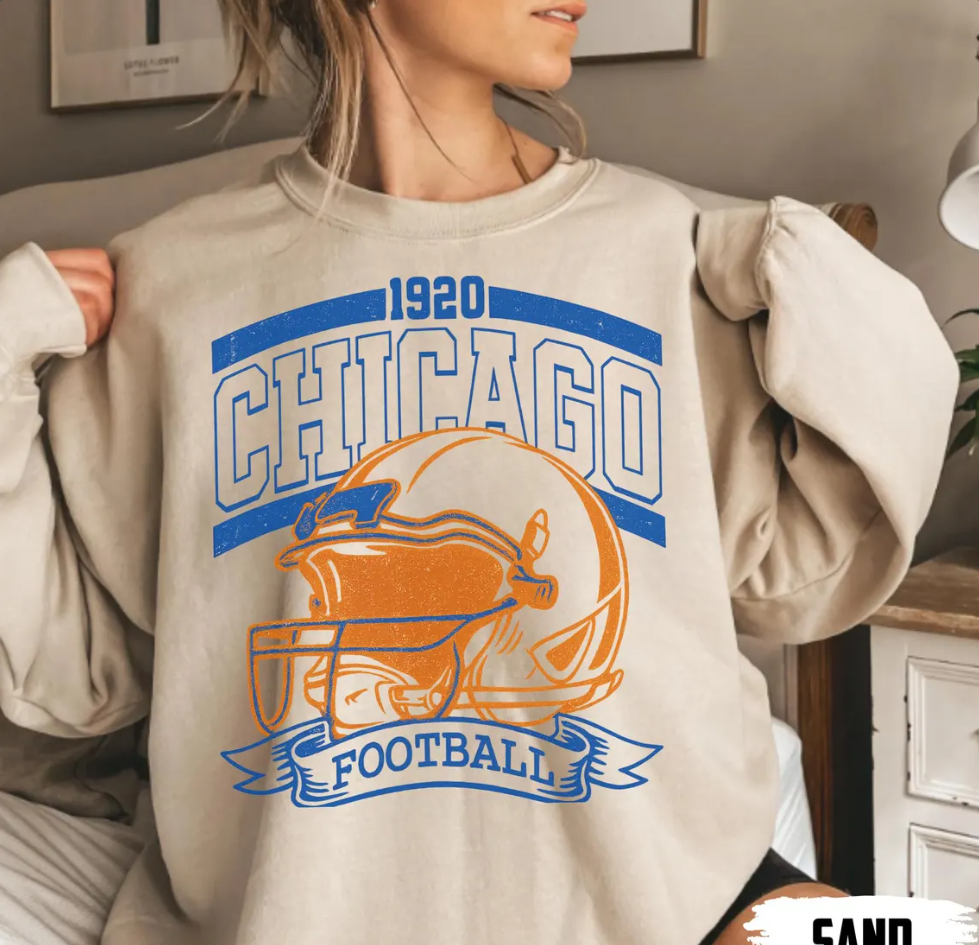 Vintage 90s Style Chicago Football Sweatshirt, Game Day Shirt, Chicago Team Football Shirt, Sunday Chicago, Sport Shirt, Chicago Football