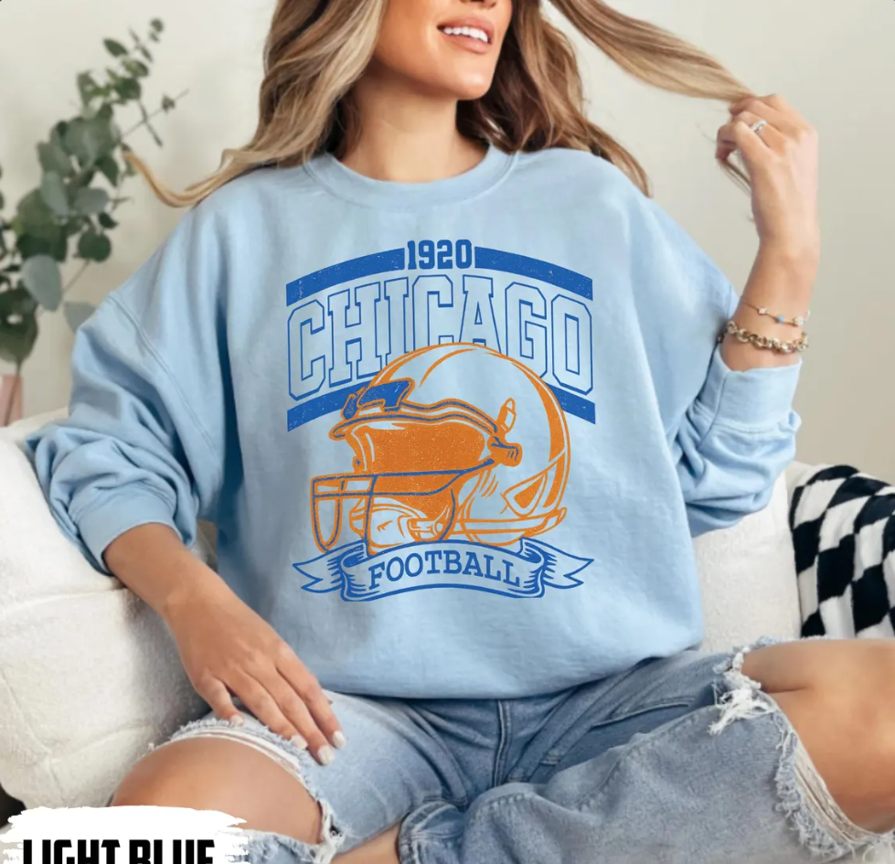 Vintage 90s Style Chicago Football Sweatshirt, Game Day Shirt, Chicago Team Football Shirt, Sunday Chicago, Sport Shirt, Chicago Football