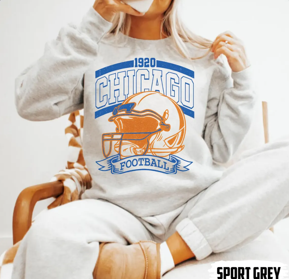 Vintage 90s Style Chicago Football Sweatshirt, Game Day Shirt, Chicago Team Football Shirt, Sunday Chicago, Sport Shirt, Chicago Football