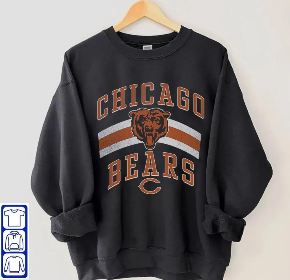 Vintage Chicago Football Crewneck Sweatshirt, Chicago Bears Football T-Shirt, Chicago Game Day Hoodie, Chicago Bears Sweatshirt