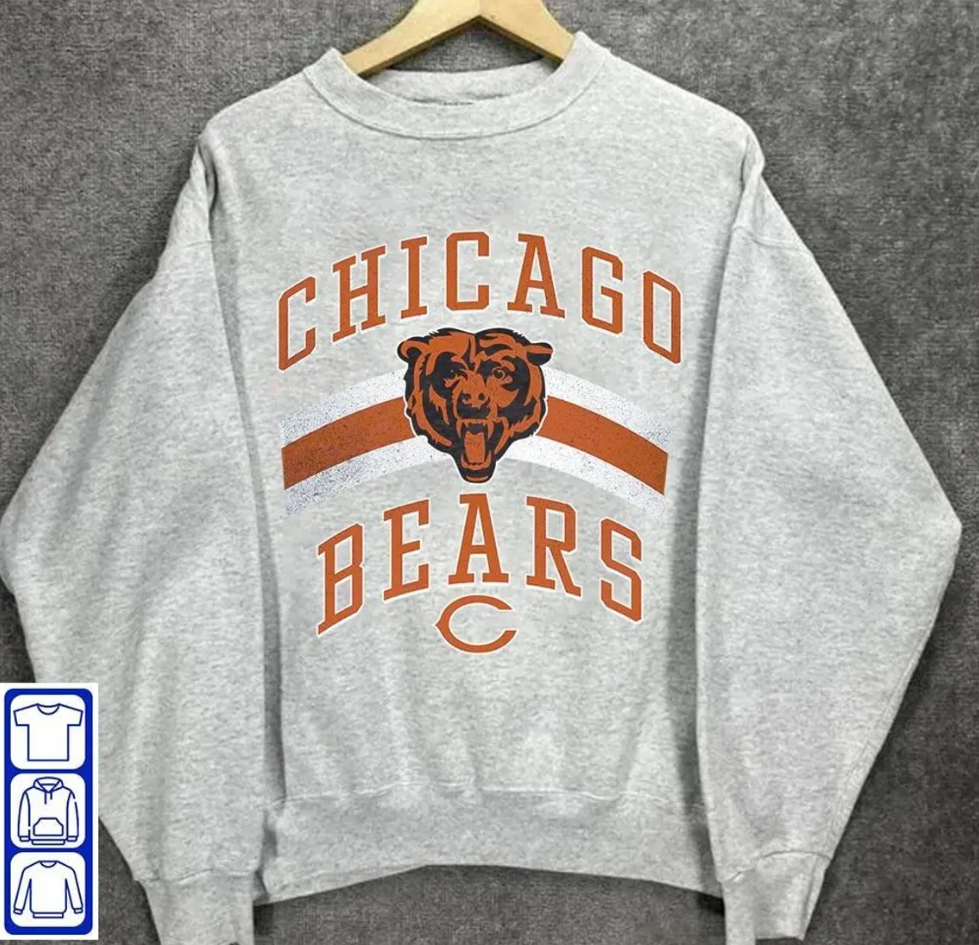 Vintage Chicago Football Crewneck Sweatshirt, Chicago Bears Football T-Shirt, Chicago Game Day Hoodie, Chicago Bears Sweatshirt