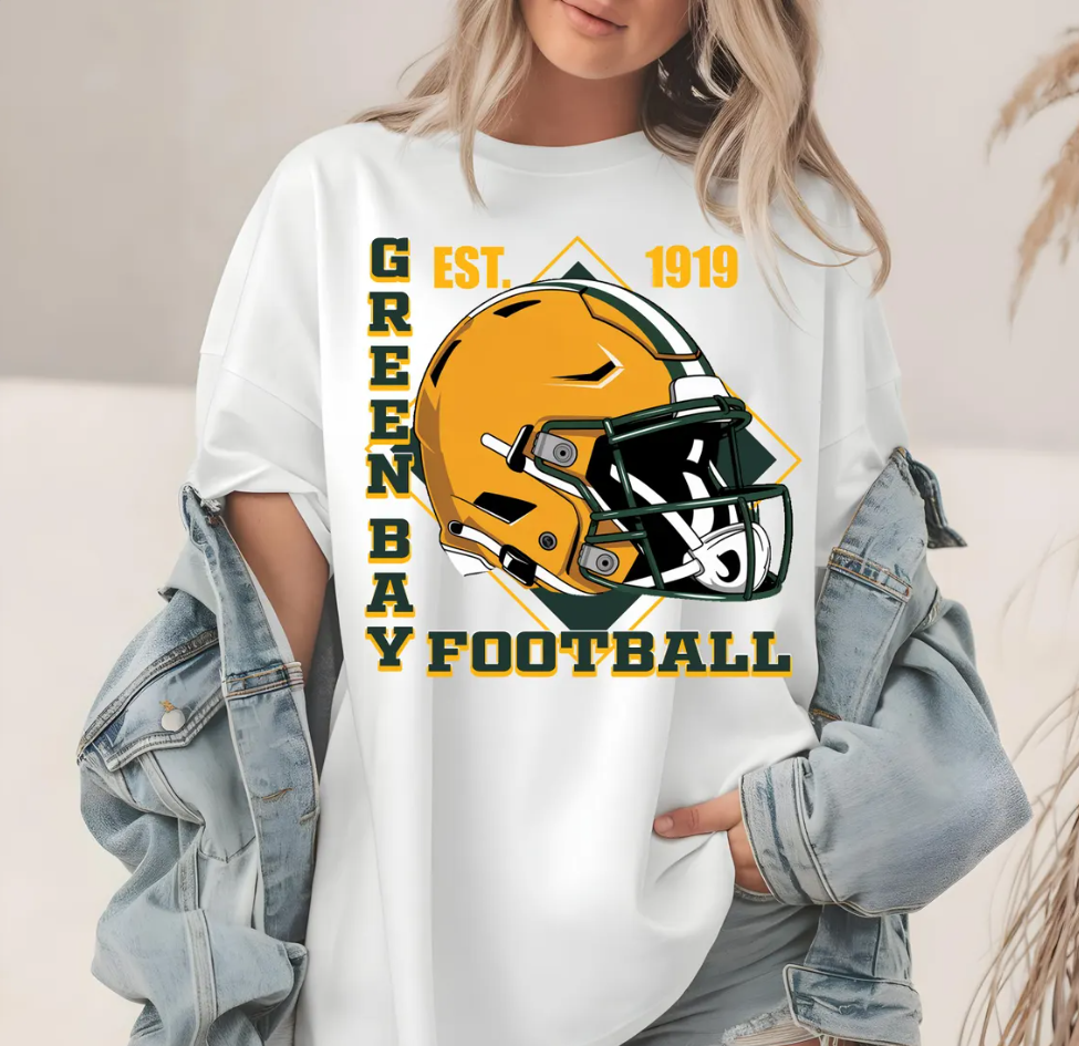 Green Bay Packers T-Shirt, Est 1919 Football Helmet, Vintage Design, Wisconsin Football, Packers Gift Idea