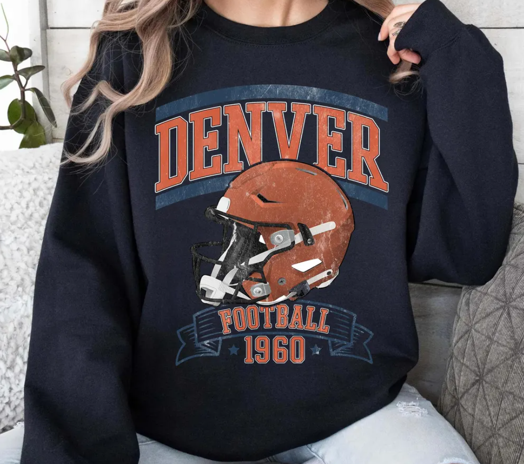 Vintage 90s Style Denver Football Sweatshirt ,Denver Football Comfort Colors Shirt, Denver Football Fans Gift , Sunday Football Youth Tshirt