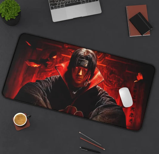 Naruto Itachi Uchiha Desk Mat: Anime Panel Gaming Mouse Pad, Manga Keyboard Mat, Choose Size