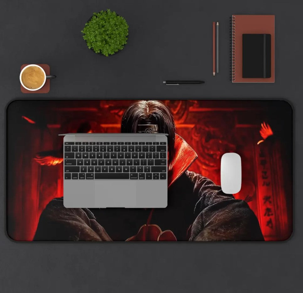 Naruto Itachi Uchiha Desk Mat: Anime Panel Gaming Mouse Pad, Manga Keyboard Mat, Choose Size