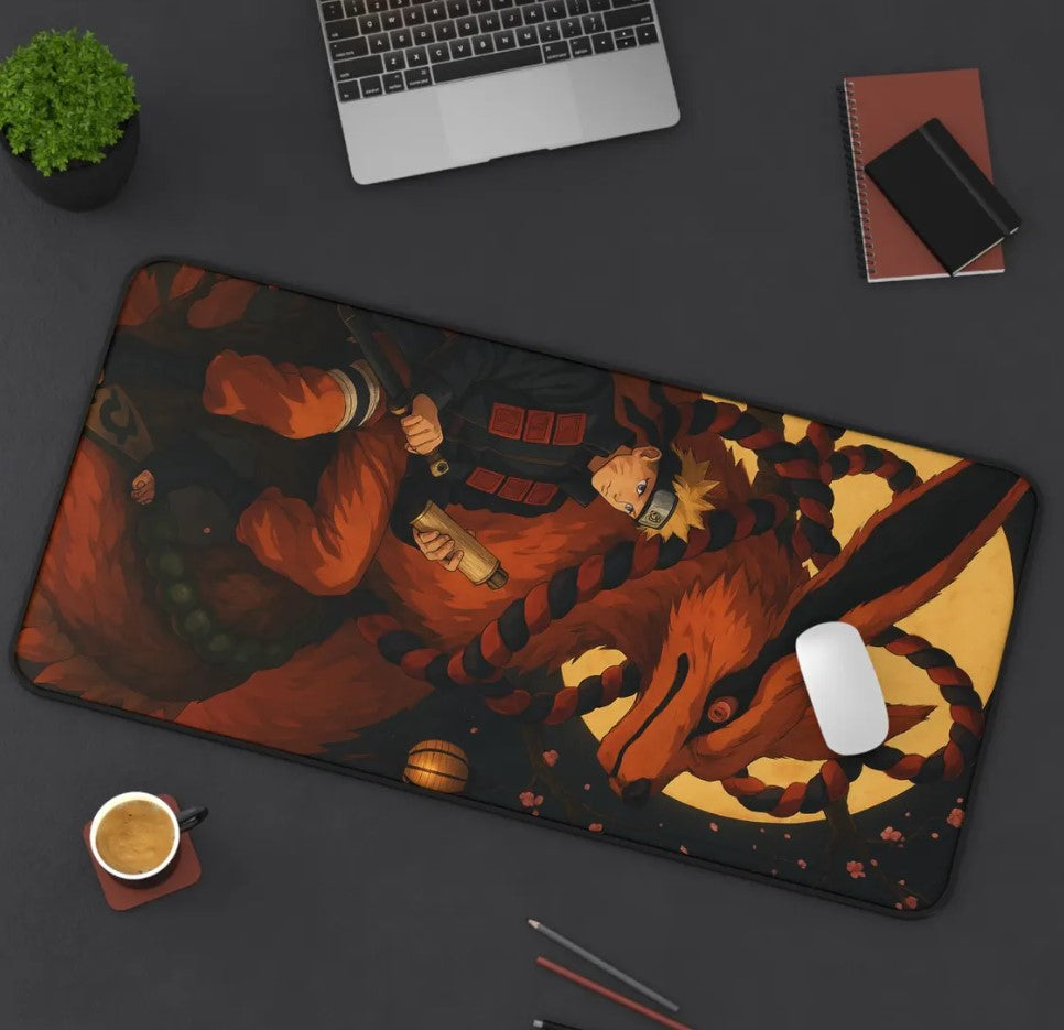 Naruto-Themed Desk Mat, Anime Gamer Desk Accessories, Unique Office Gifts, Choose Size