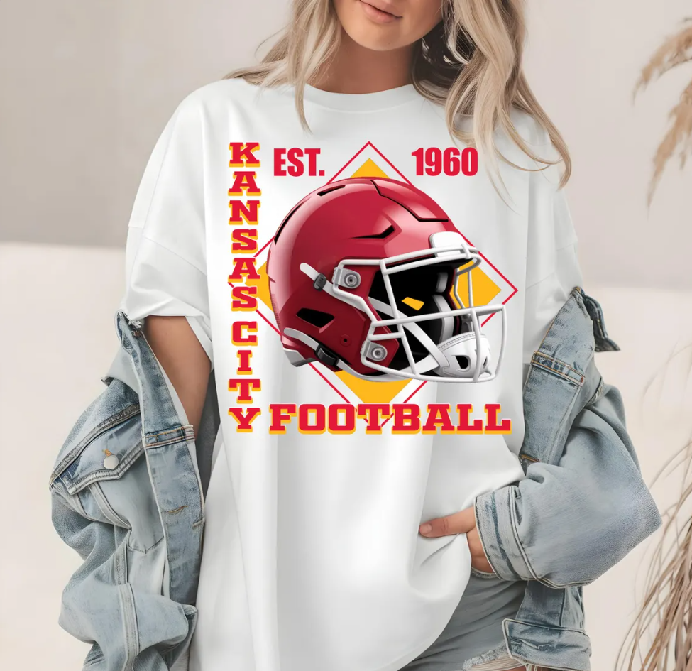 Kansas City Football T-Shirt, EST 1960, Football Helmet, Kansas City Chiefs, Trendy T Shirt, Chiefs Fan Gear