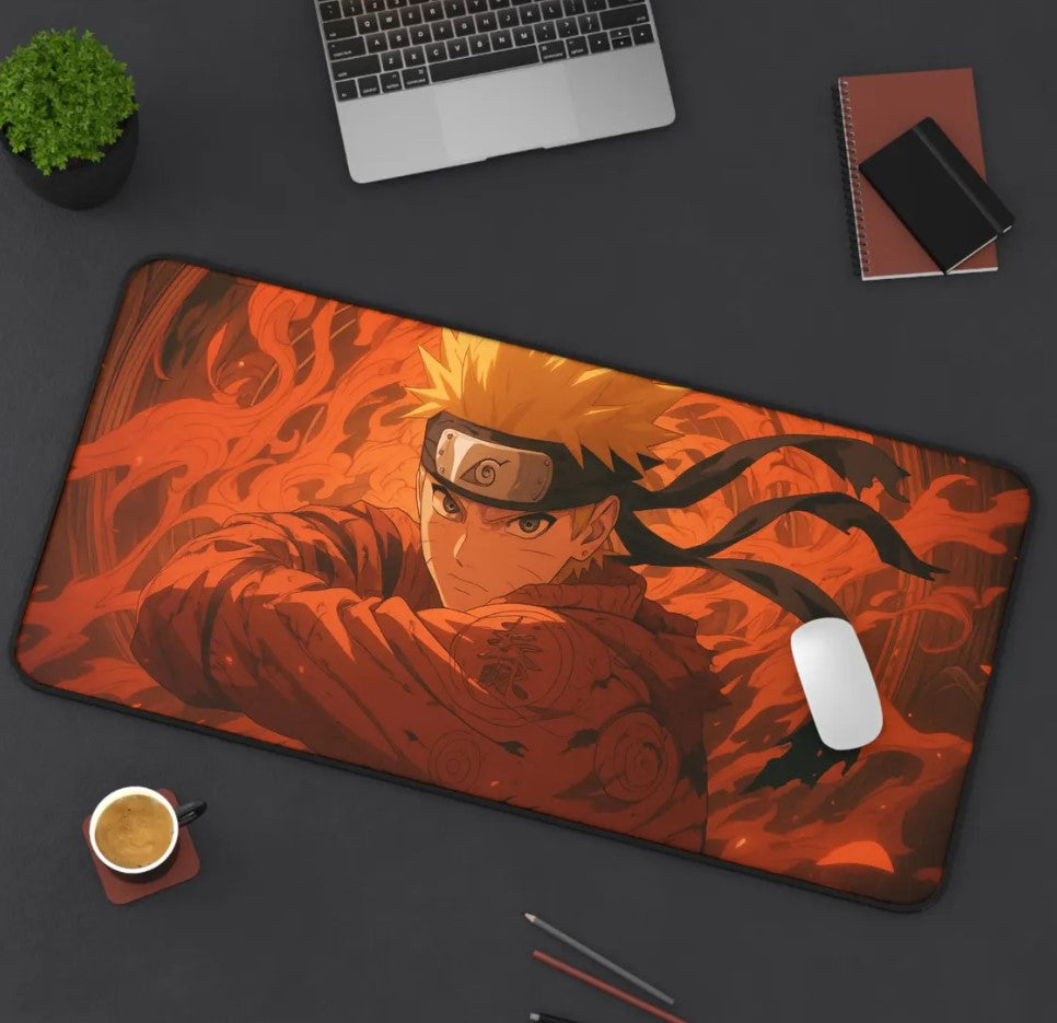 Naruto Inspired Desk Mat, Anime Mouse Pad, Gamer Desk Accessory, Office ,Choose Size