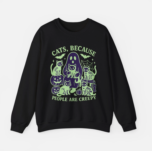 Halloween Cat Crewneck Sweatshirt Funny Quote Cozy Sweater Cute Cat Lover Gift