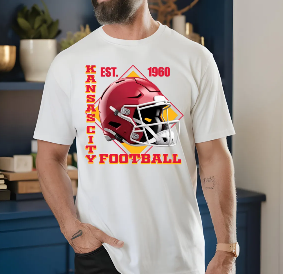 Kansas City Football T-Shirt, EST 1960, Football Helmet, Kansas City Chiefs, Trendy T Shirt, Chiefs Fan Gear