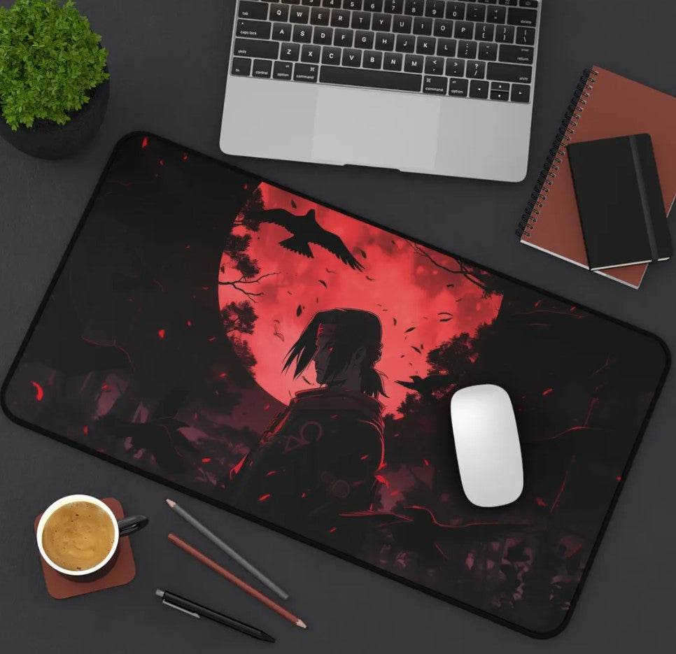 Naruto Itachi Desk Mat, Gamer Desk Pad, Unique Office Decor, Anime Style ,Choose Size