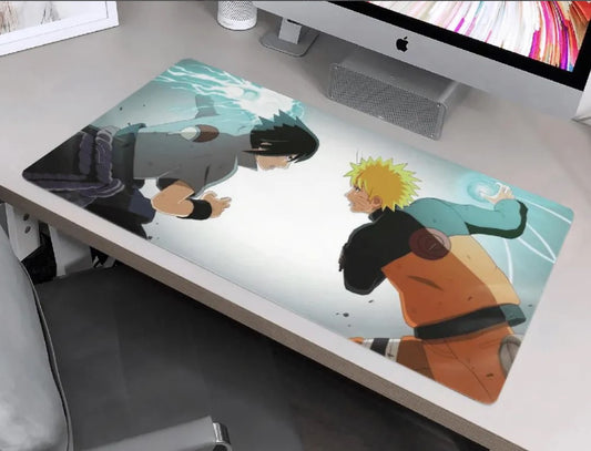 Naruto Intense Battle Desk mat Legendary Ninja Shinobi Mousepad Ambitious Heroic Rivalry Desk cover Rasengan and Chidori Clash Mat,Choose Size