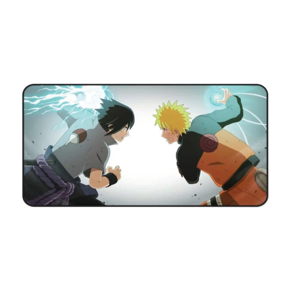 Naruto Intense Battle Desk mat Legendary Ninja Shinobi Mousepad Ambitious Heroic Rivalry Desk cover Rasengan and Chidori Clash Mat,Choose Size