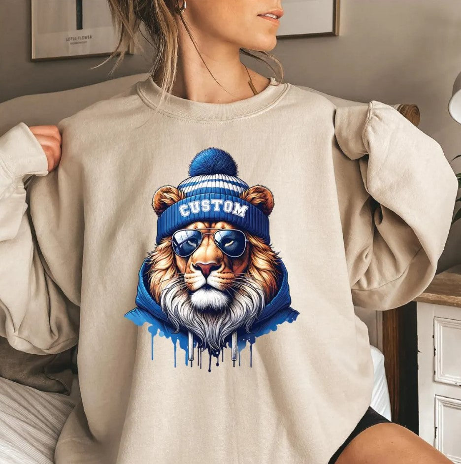 Custom Lion Face Sweatshirt,Majestic Lion Shirt,Wild Lion Shirt,Animal Lover Shirt,Football Shirt, Game Day Sweater, Football Season Hoodie