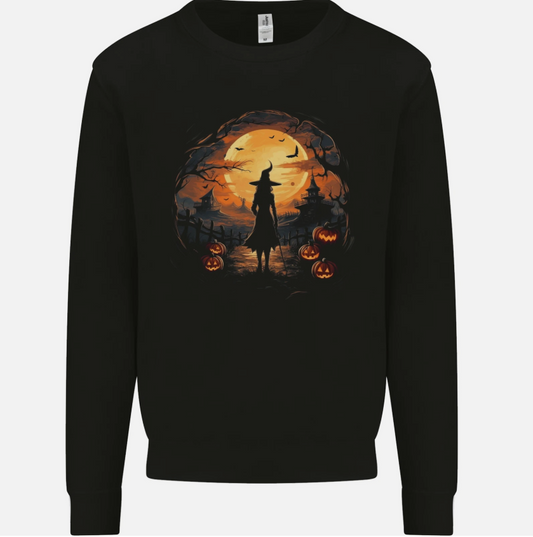 Witch Halloween Sunset Mens Sweatshirt Jumper