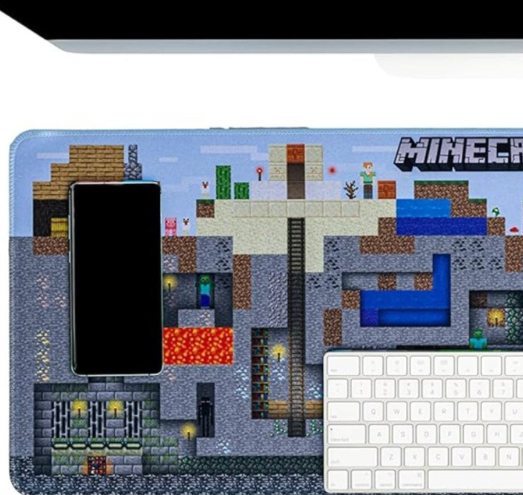 Paladone Minecraft Mining World Large Gaming Mouse Pad for Desk Keyboard Mousepad Non-Slip, Choose Size