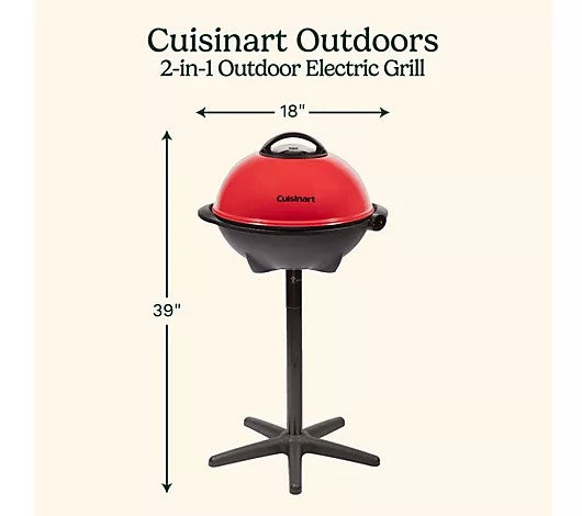 Cuisinart 2-in-1 Portable Outdoor Electric Grill with Stand