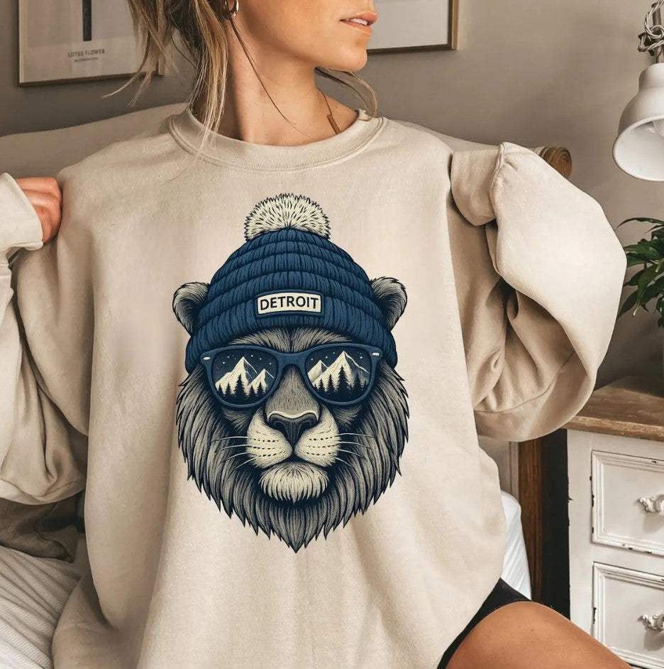 Detroit Football Sweatshirt, Lion Football Sweater, Detroit Hoodie, Football Mascot Lion Sweatshirt, Game Day Hoodie, Lion Lover Sweatshirt