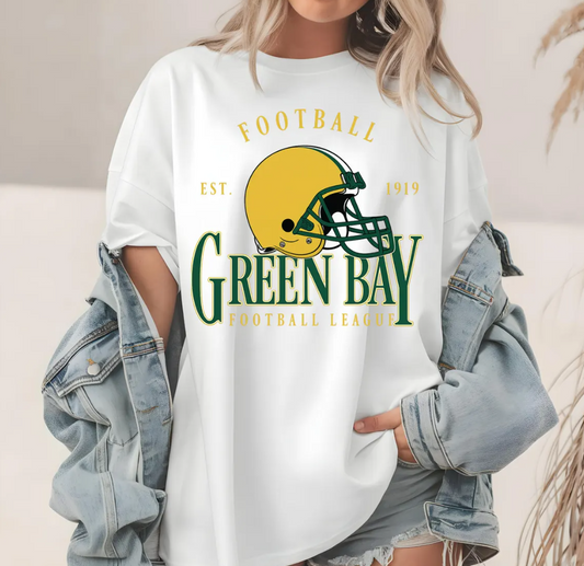 Green Bay Packers T Shirt, Football Helmet Tee, Green Bay Football, Packers Football Shirt, Packers Fan Gift