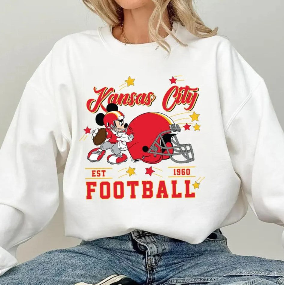 Vintage Kansas City Football Sweatshirt, Retro Cartoon Graphic Pullover, 90s Style Sports Fan Sweater, Unisex Cozyt Crewneck, Football shirt