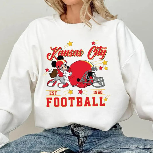 Vintage Kansas City Football Sweatshirt, Retro Cartoon Graphic Pullover, 90s Style Sports Fan Sweater, Unisex Cozyt Crewneck, Football shirt