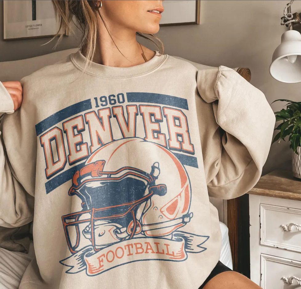 Vintage 90s Style Vintage Denver Football Style Sweatshirt ,Retro Denver Football Crewneck Shirt,Denver Broncos Fans Gift ,Sunday Football