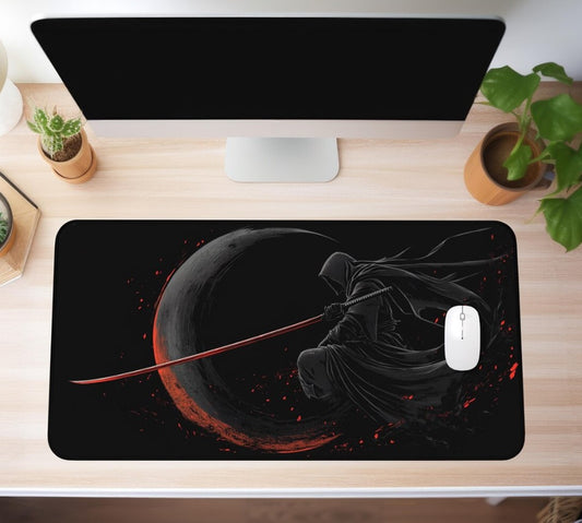 Japanese Sakura Desk mat, Japanese Sakura Mouse Pad, Anime Desk Decor, Japanese Warrior Mousepad,Choose Size