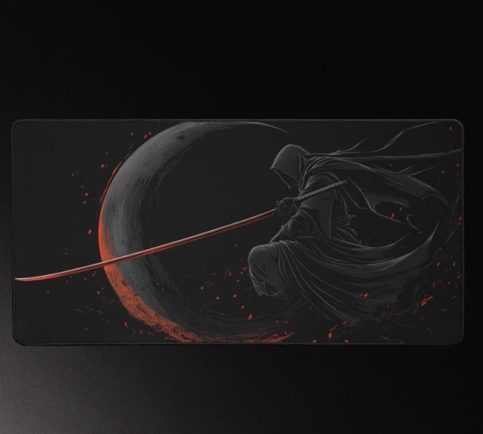 Japanese Sakura Desk mat, Japanese Sakura Mouse Pad, Anime Desk Decor, Japanese Warrior Mousepad,Choose Size