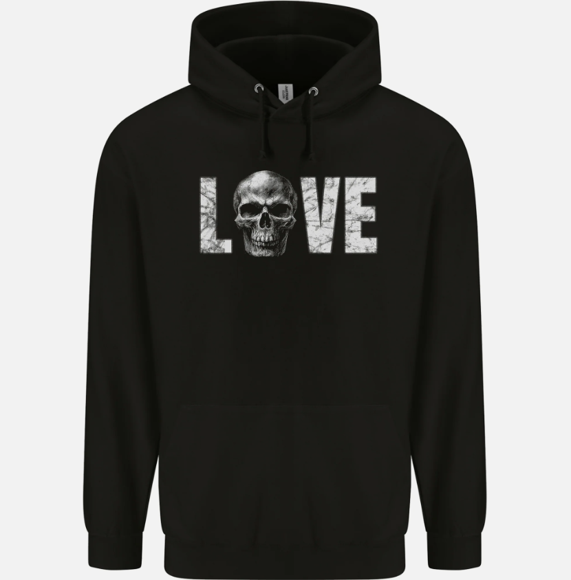Love Skull Halloween Anti Valentines Day Mens Hoodie