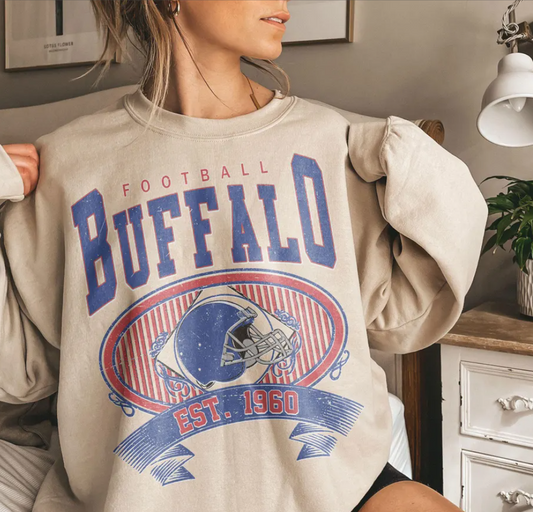 Vintage 90s Buffalo Football Vintage Sweatshirt Tee Buffalo Bill Crewneck Sweatshirt Buffalo New York Buffalo Bill Fan Gift,Sunday Football
