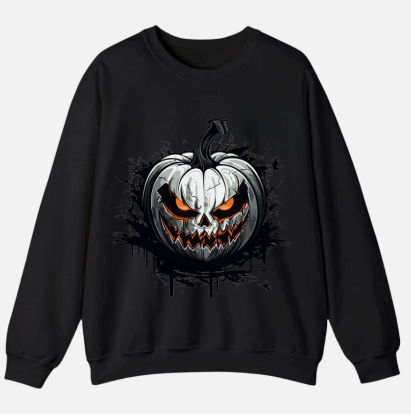 Scary Halloween Pumpkin Nightmare Unisex Sweatshirt  Spooky Graphic Sweater